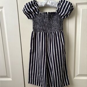 Janie and Jack Navy and White Striped Romper